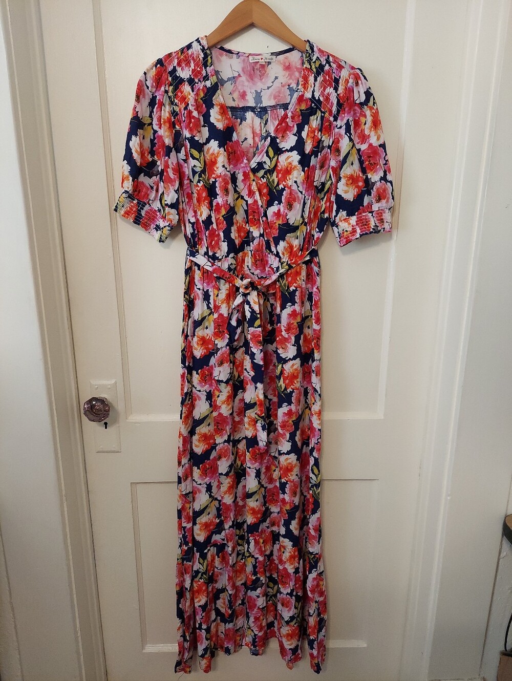 Haven Heart Midi Dress Womens Medium Botanical Floral Boho Chic Resort Wear